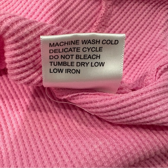 Sunnyside by SUNDRY Pink Stonewashed Waffle Knit Pullover Top, Sz Lg - Picture 13 of 14